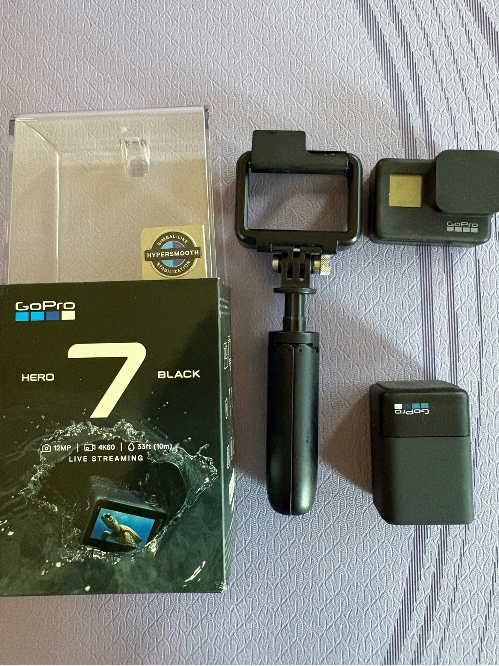 GoPro HERO7 Black Camera with Black Frame, Mounts, and Case